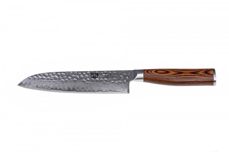 Gräwe hamret Damaskus Santoku kniv 18cm (67 lag)